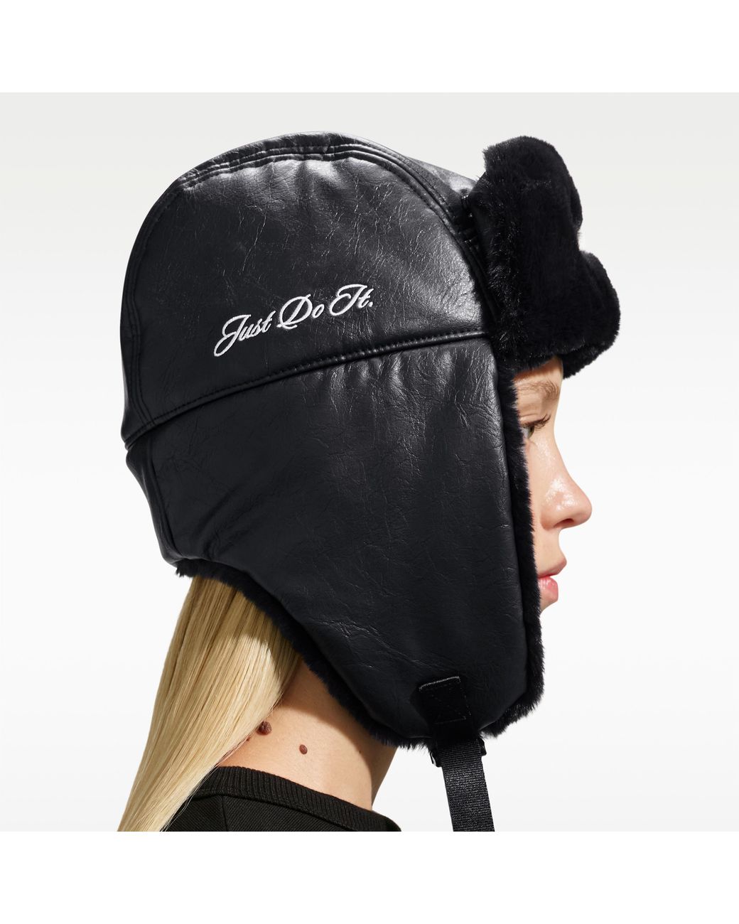 Nike Black Fly Leather Trapper Cap