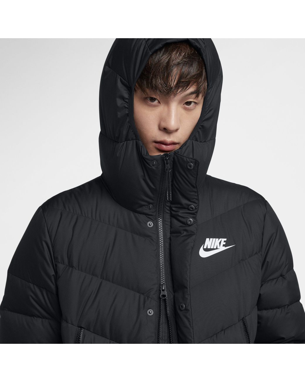 Nike Sportswear Windrunner Down Fill Hooded Puffer Parka in Black