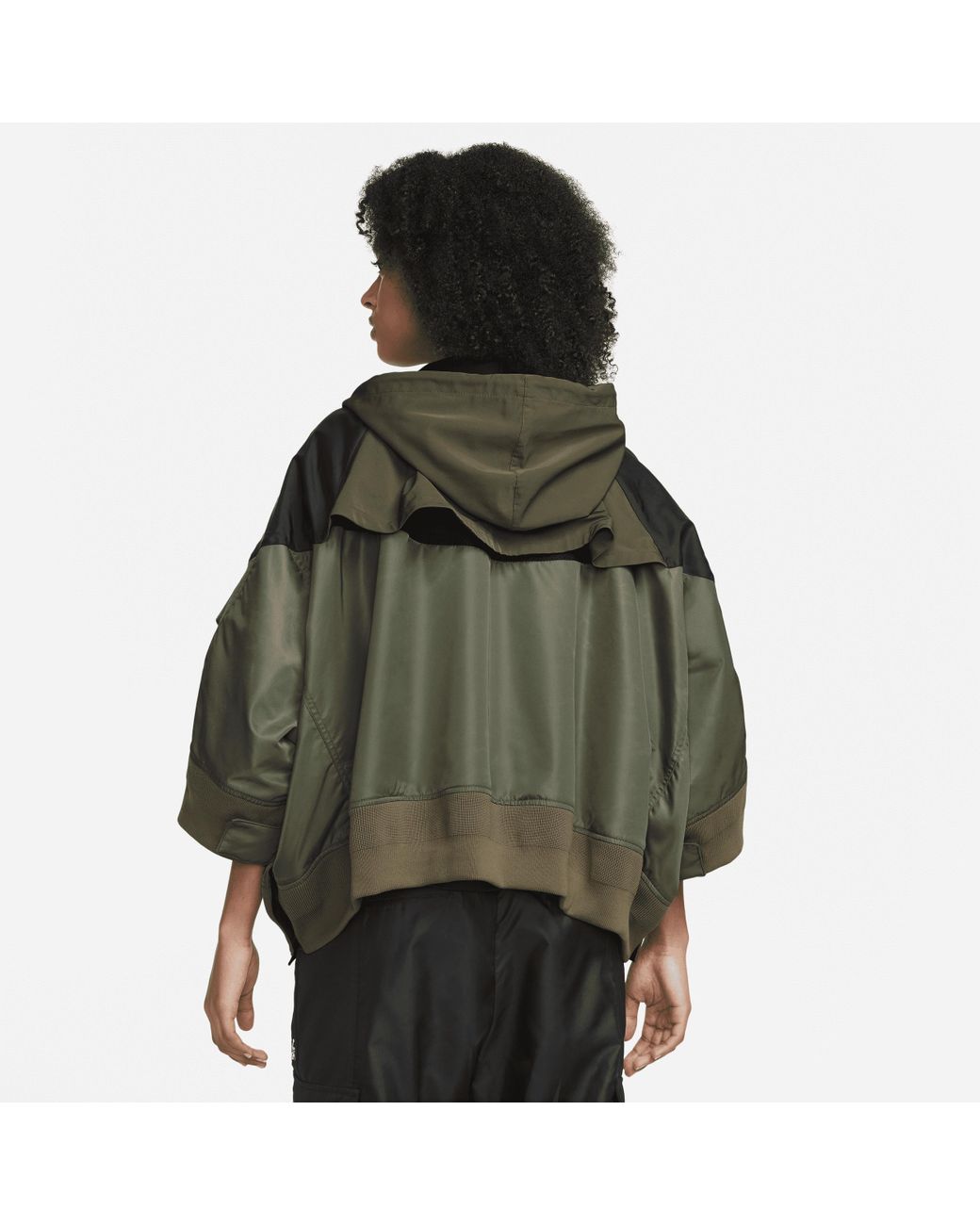 Nike X Sacai Full-zip Hooded Jacket In Green, | Lyst