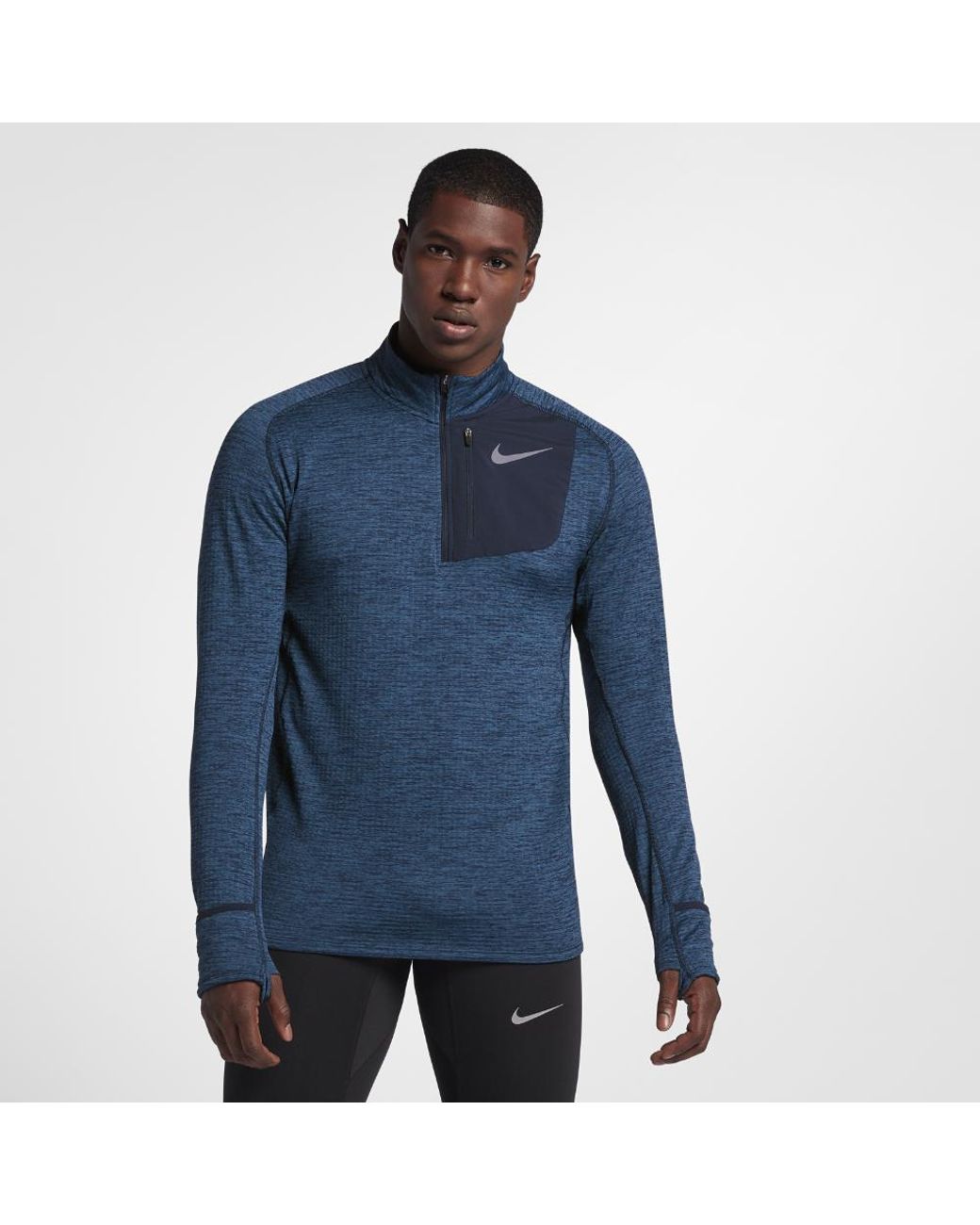 Nike Therma Sphere Element Long Half-zip Running Top in Blue for Men | Lyst