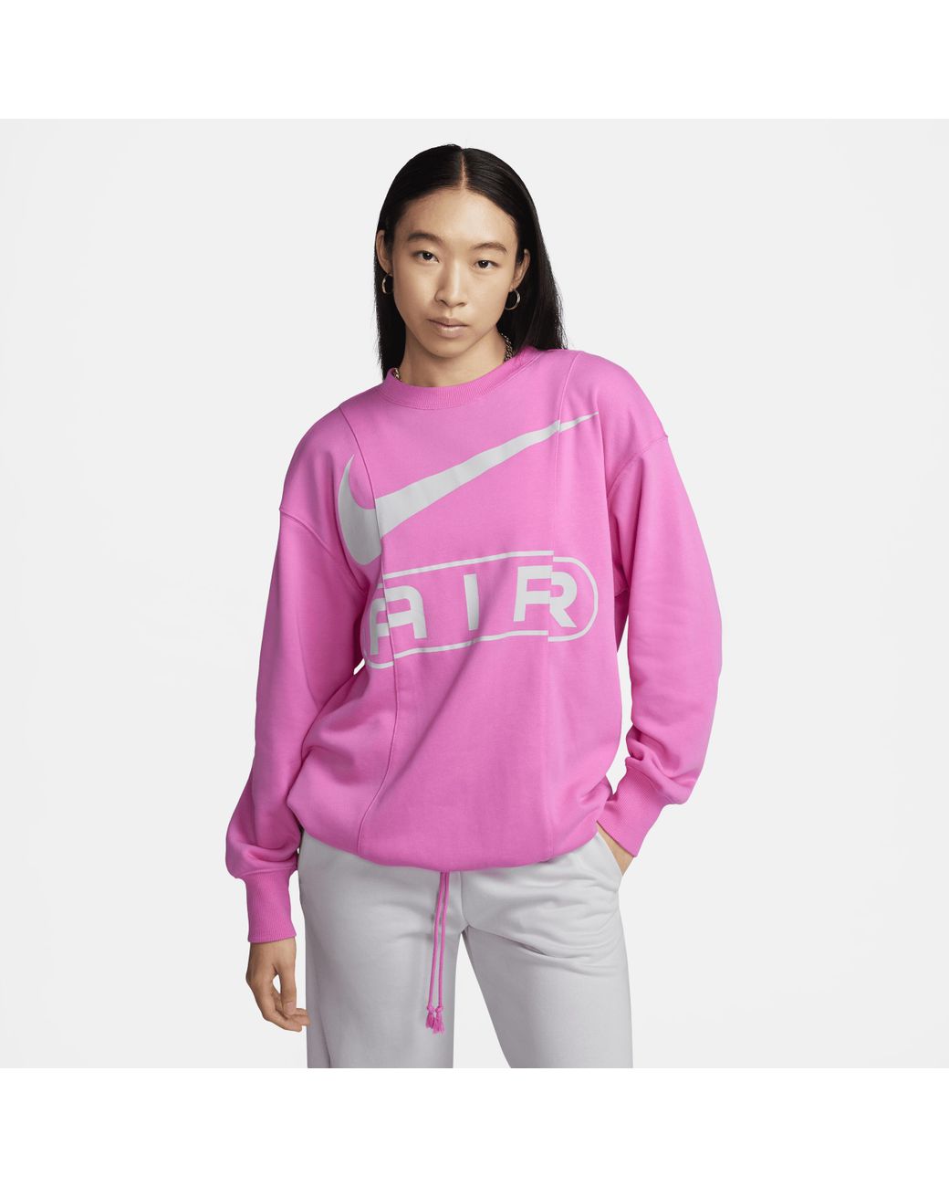 Nike Air Over-oversized Crew-neck French Terry Sweatshirt in Purple