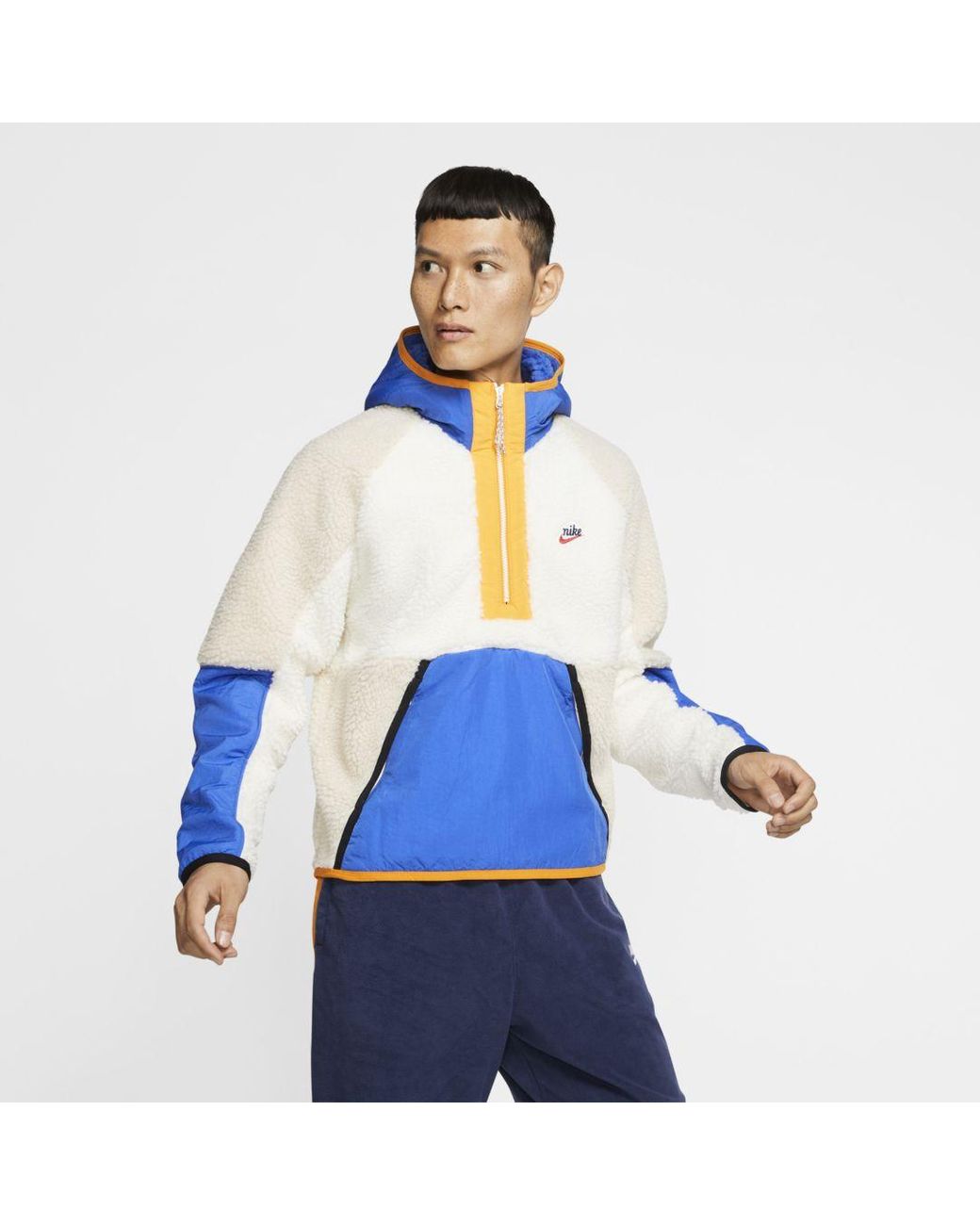 Nike Sportswear 1/2-zip Sherpa Hoodie in Blue for Men | Lyst