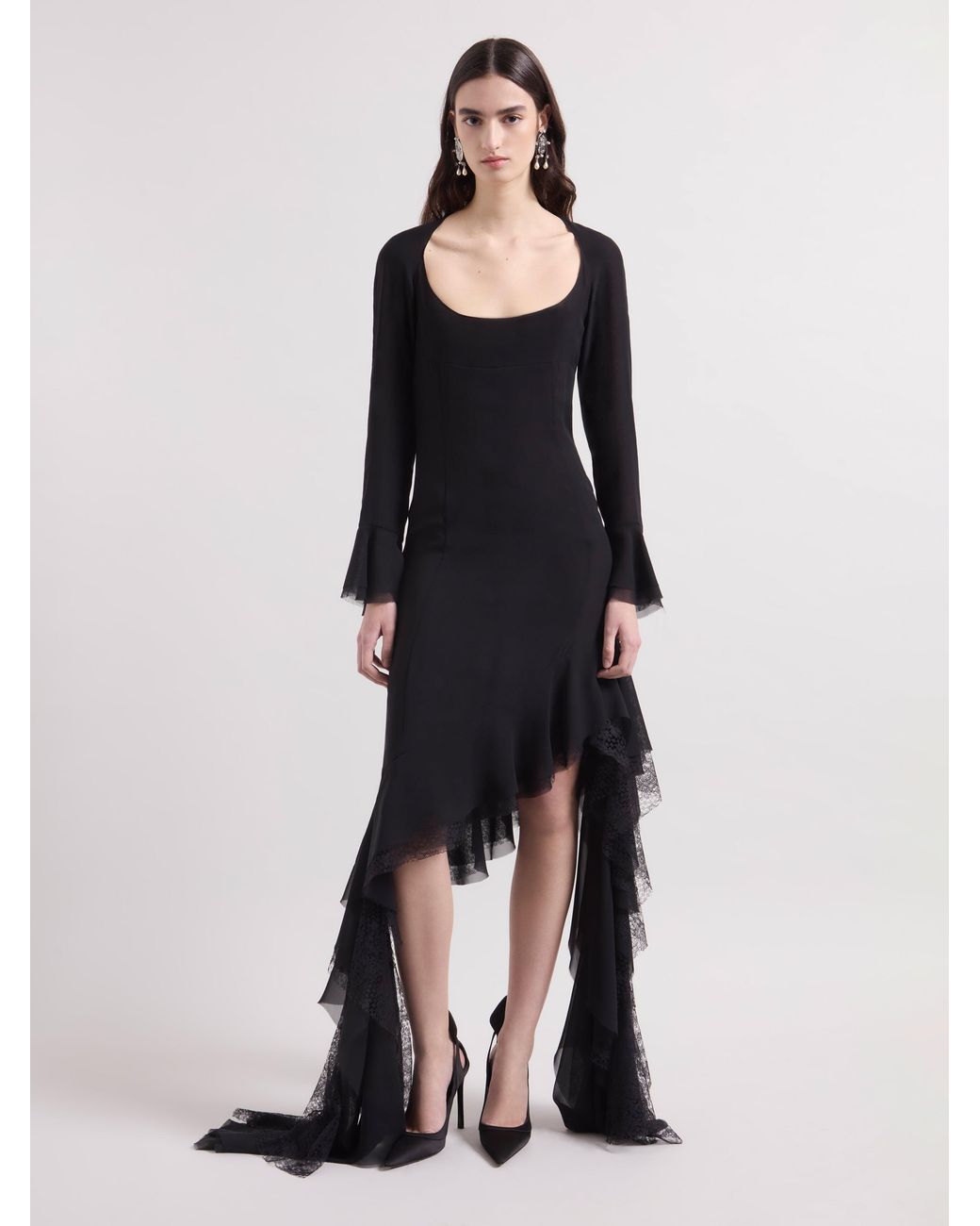 Nina Ricci Multicolor Asymmetrical Midi Silk Dress