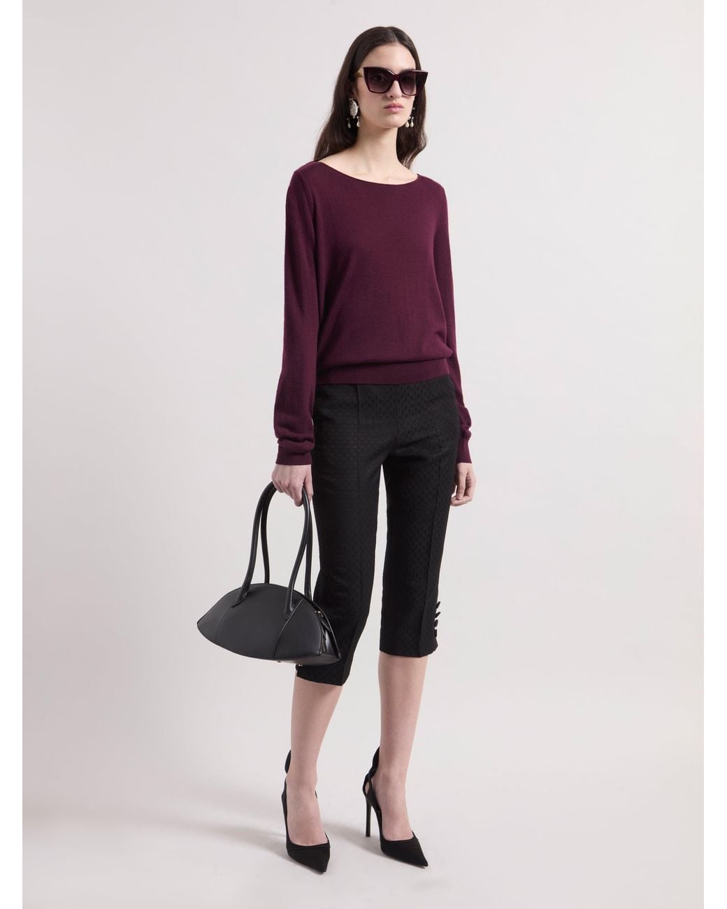 Nina Ricci Pink Burgundy Open Back Sweater