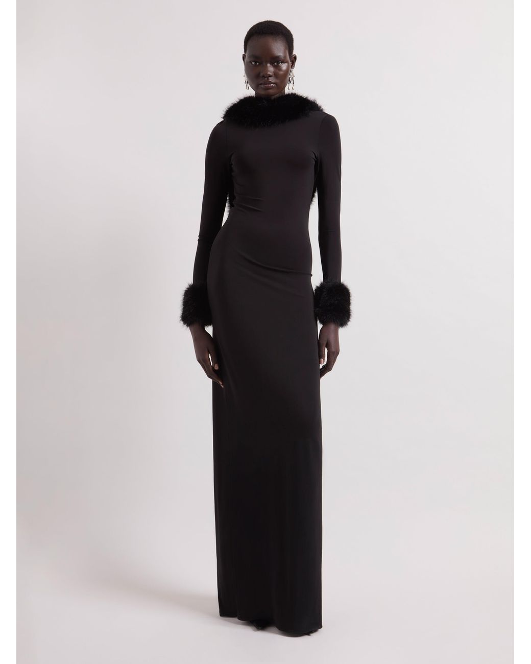 Nina Ricci Multicolor Faux Fur Open Back Dress