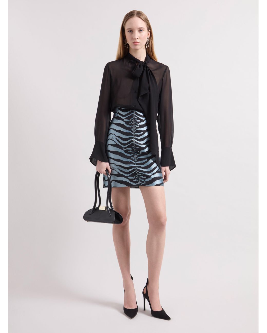 Nina Ricci Black Lavallière Silk Shirt