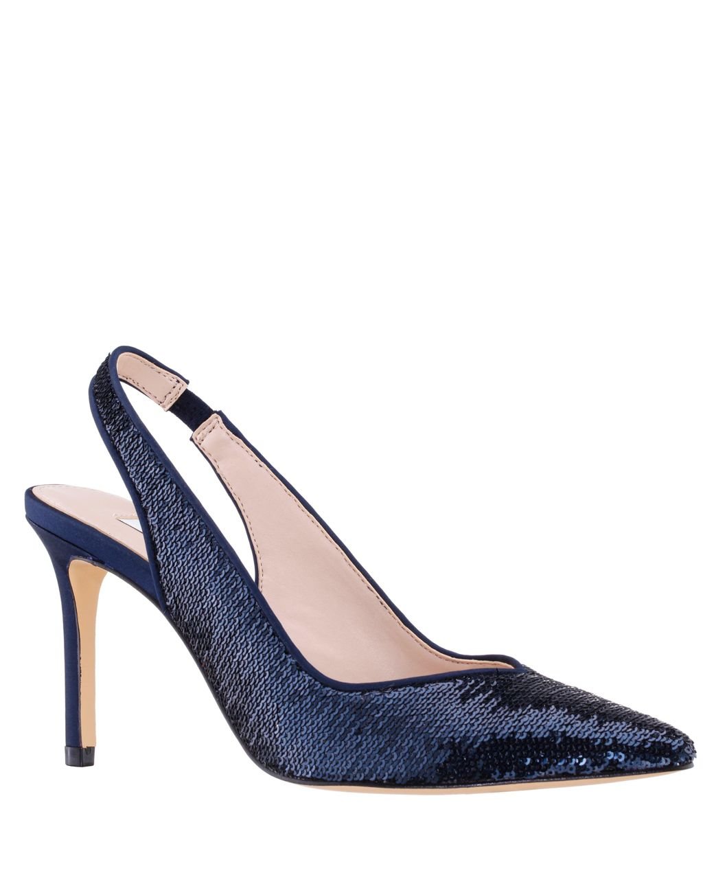 Nina Nayla navy Sequin Pointy toe High heel Slingback Dress Pump
