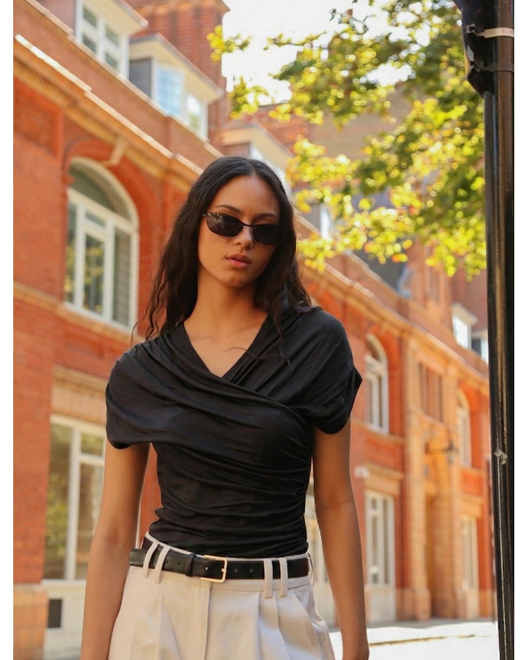 NINETY PERCENT Black Indie Wrap Top