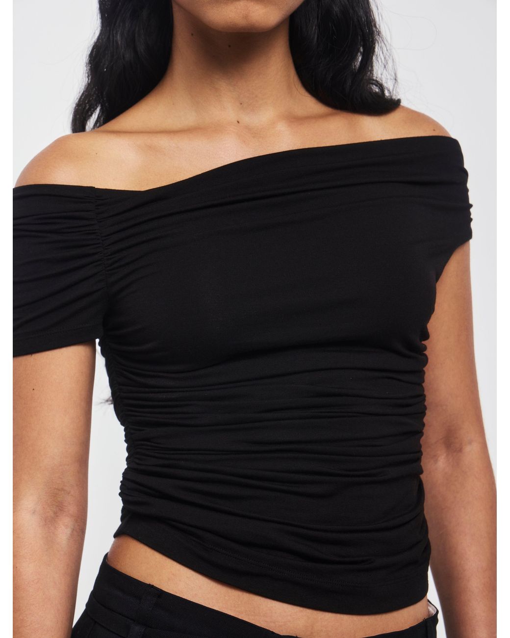 NINETY PERCENT Katie Ruched Top In Black
