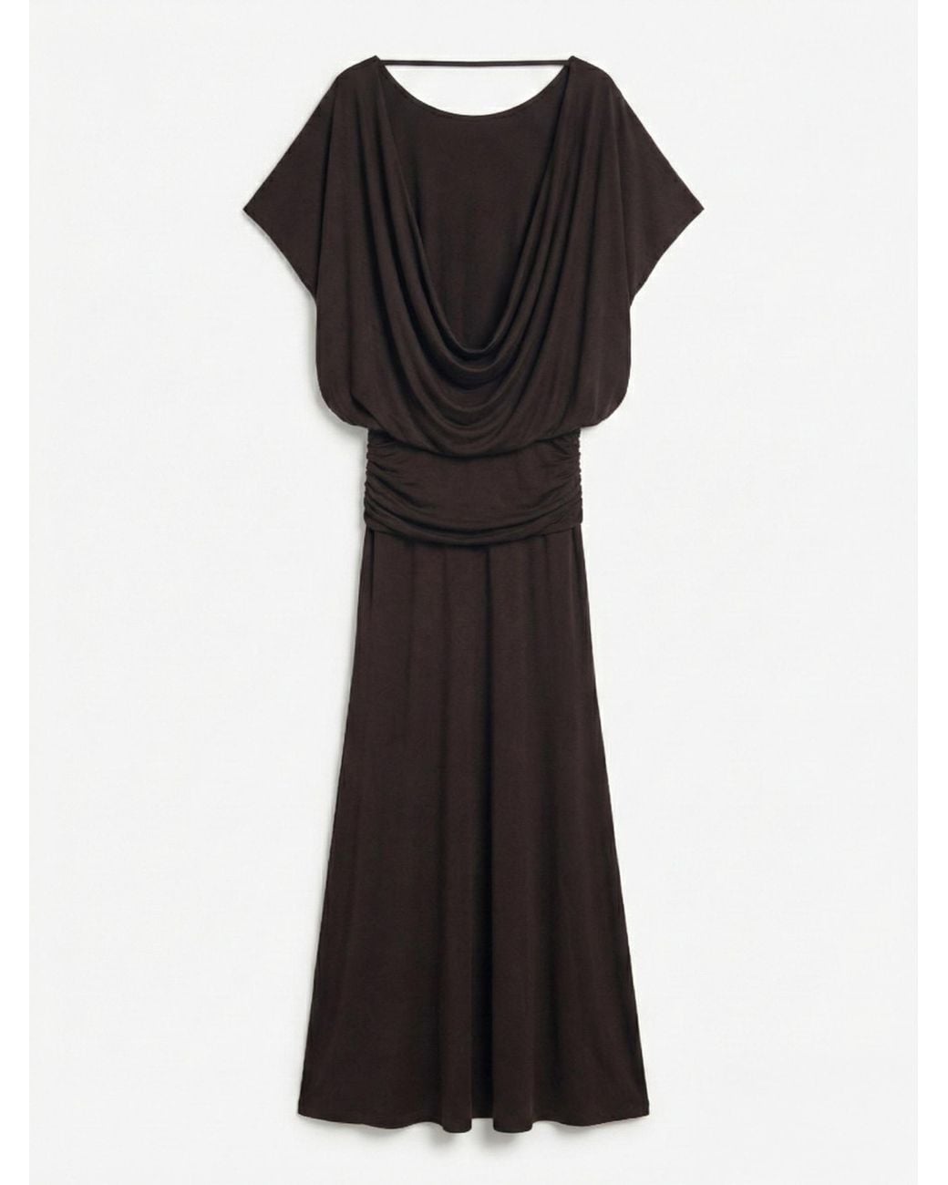 NINETY PERCENT Blue Ramona Blouson Maxi Dress With Full Hem In Bitter Chocolate