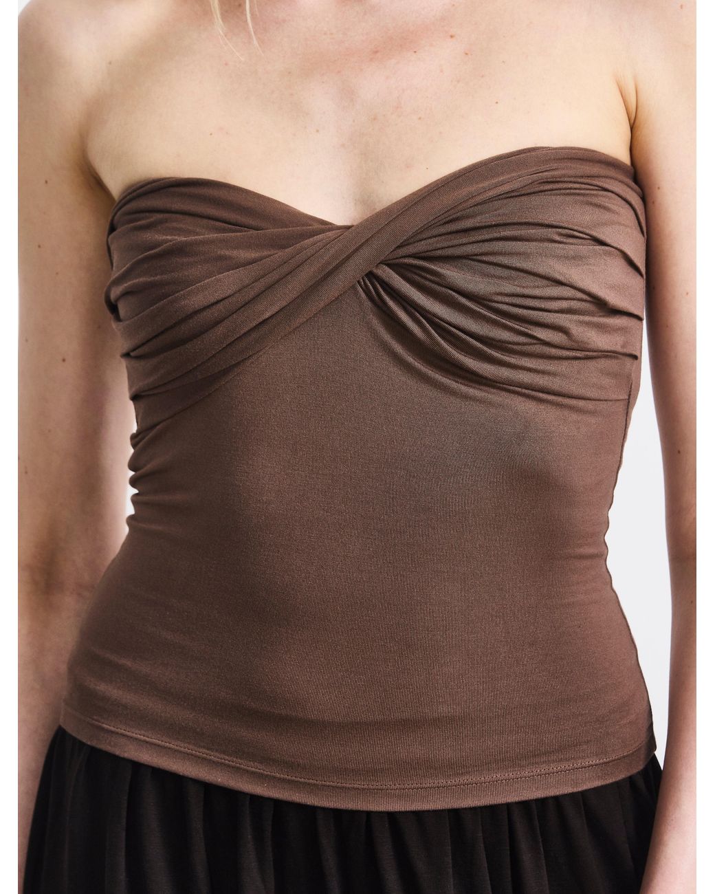NINETY PERCENT White Lilly Twist Front Bandeau In Mocha