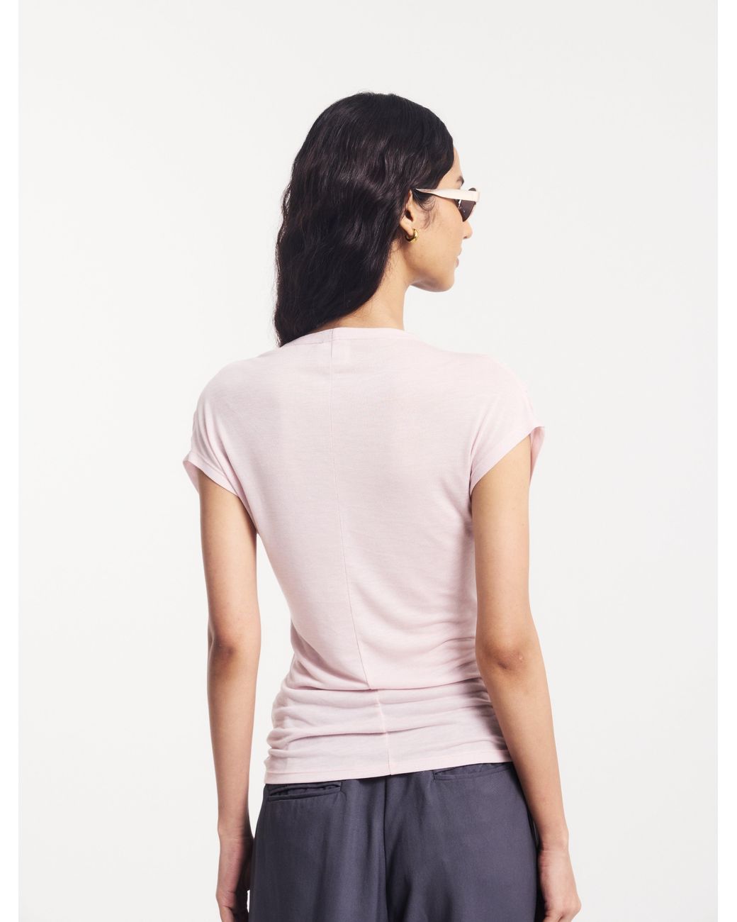 NINETY PERCENT White Indie Wrap Top In Dusk Pink