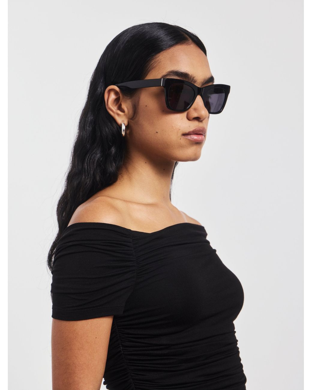 NINETY PERCENT Katie Ruched Top In Black