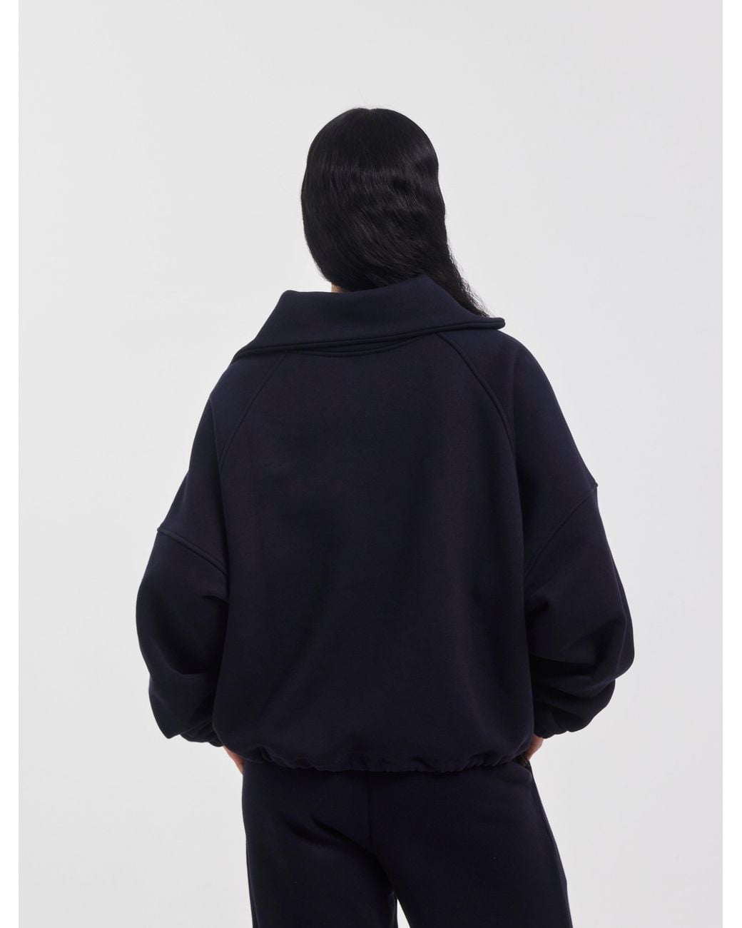 NINETY PERCENT Blue Classic Half Zip Sweatshirt In Darkest Navy