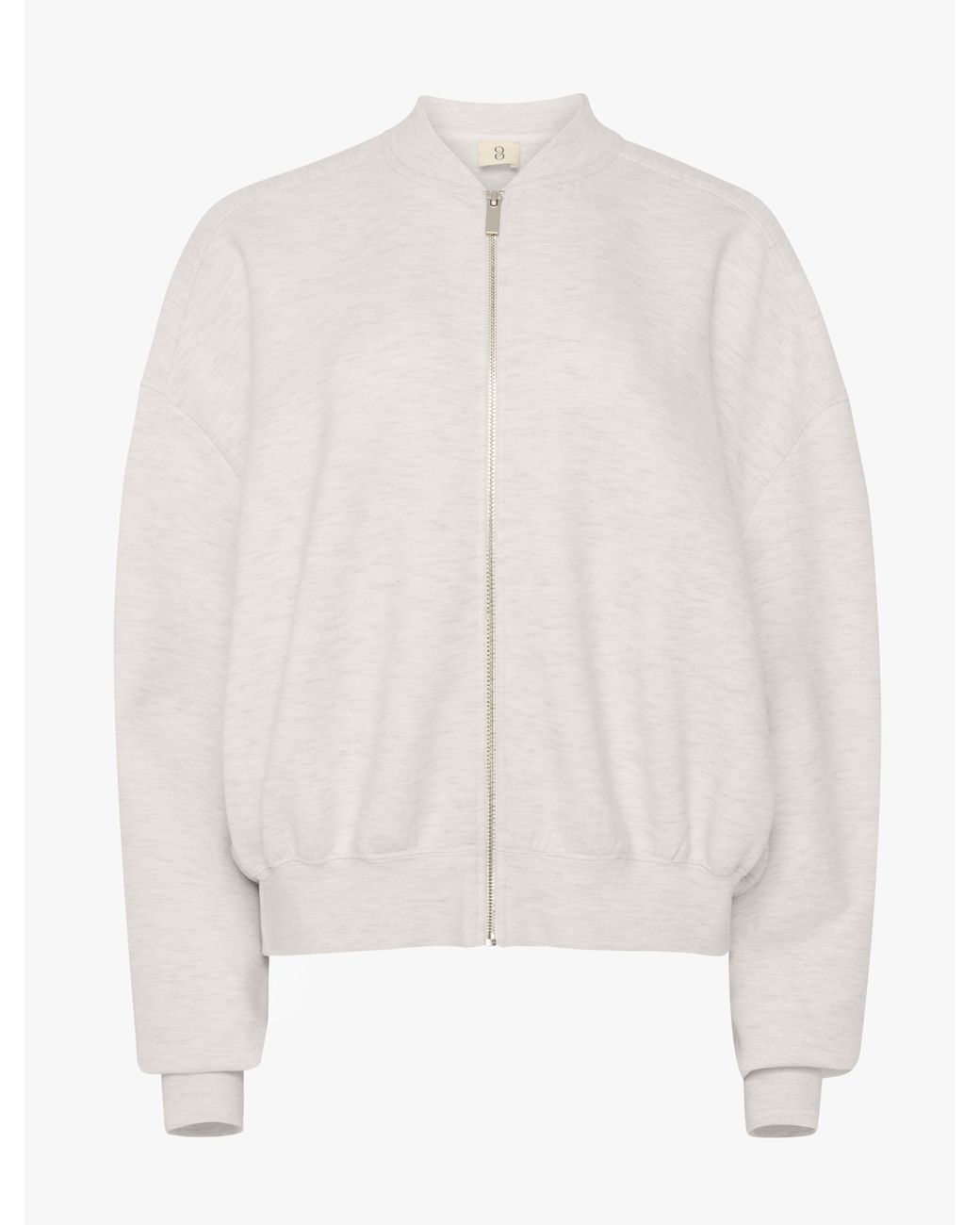 NINETY PERCENT Natural Classic Lounge Zip Jacket In Oatmeal Marl