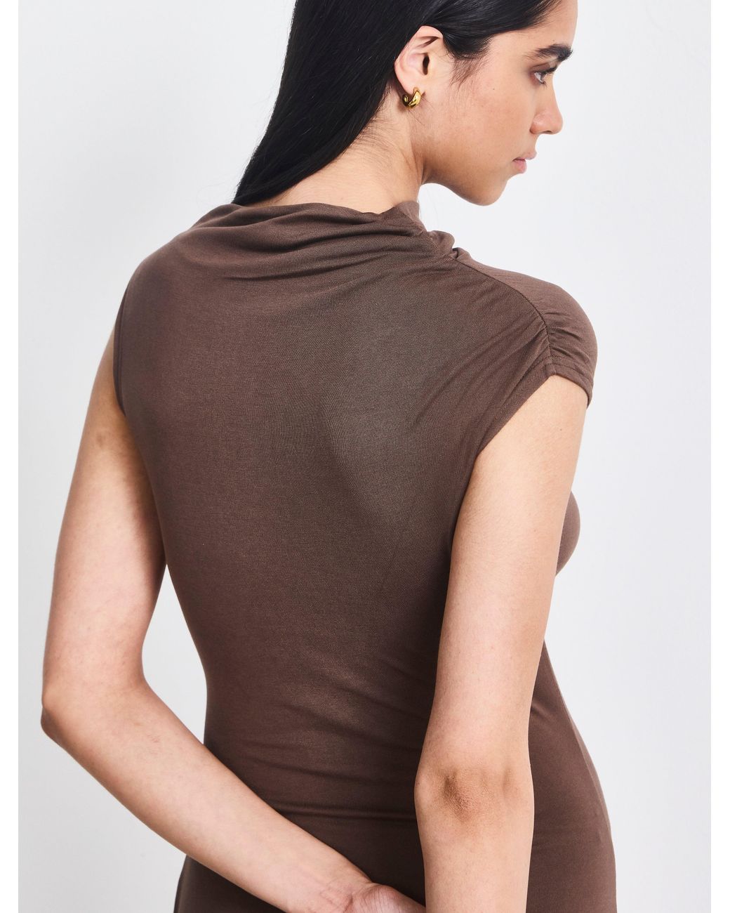 NINETY PERCENT White Ines Maxi Dress In Mocha