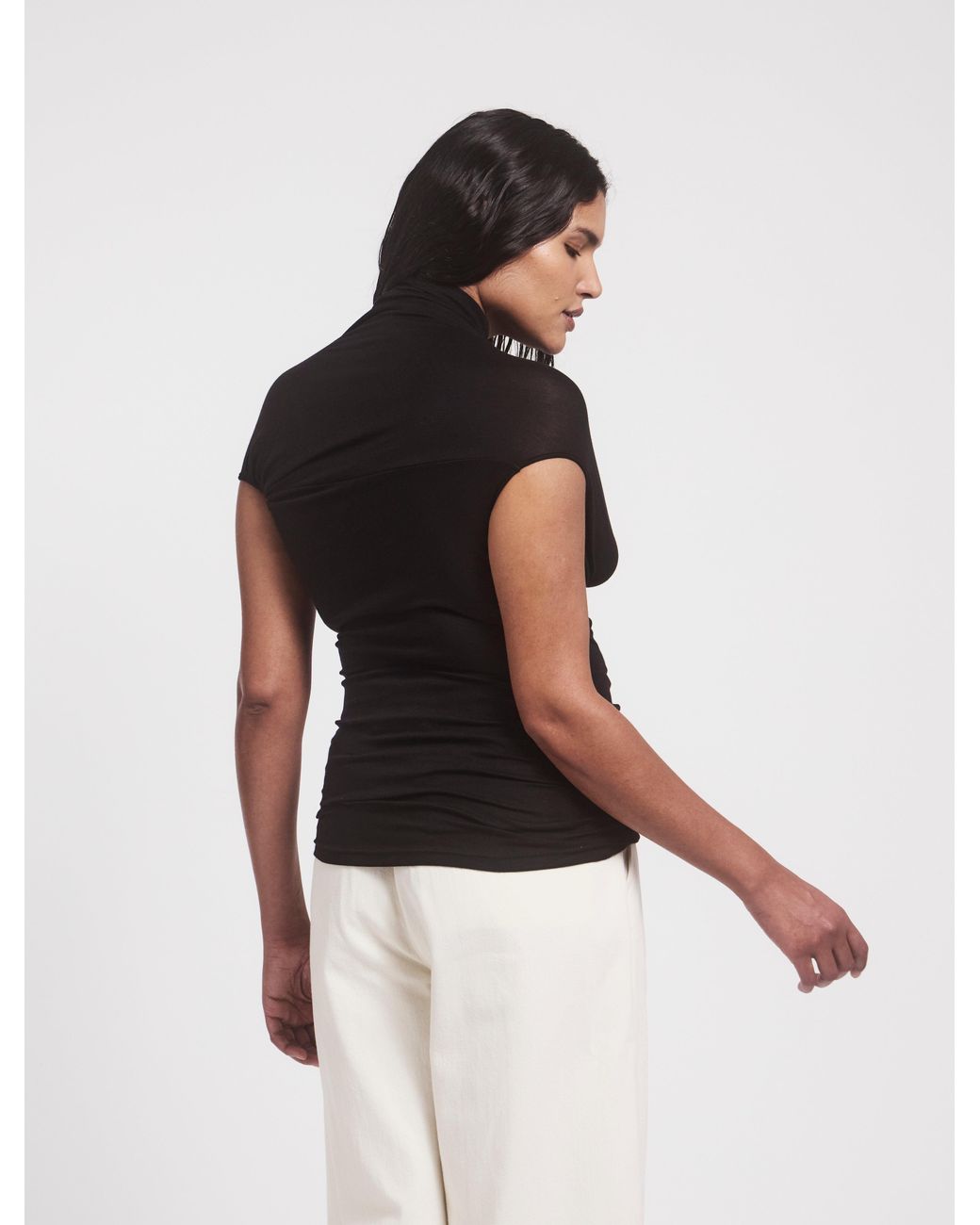 NINETY PERCENT Scarab Micromodal Cut Out Top In Black