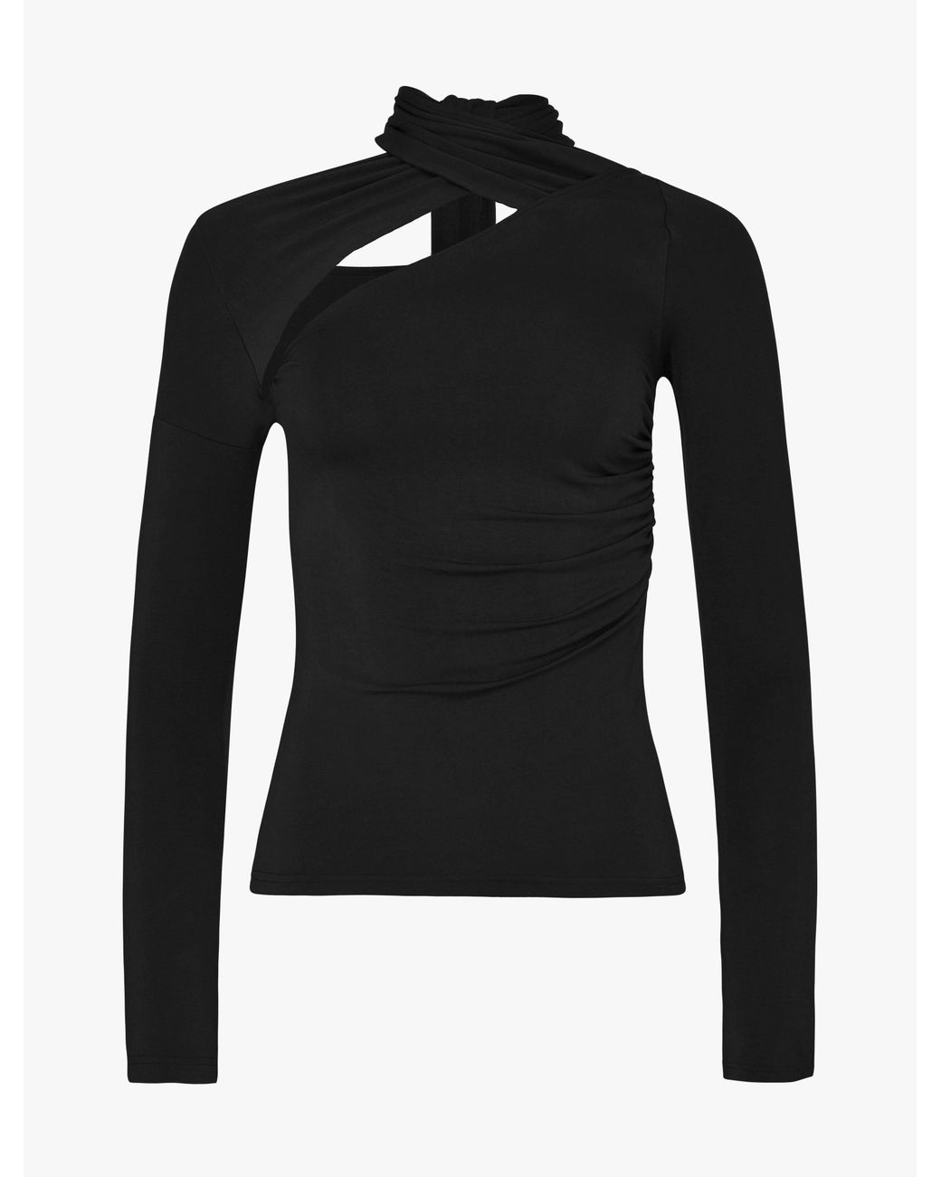 NINETY PERCENT Blue Coral Wrap Top In Black