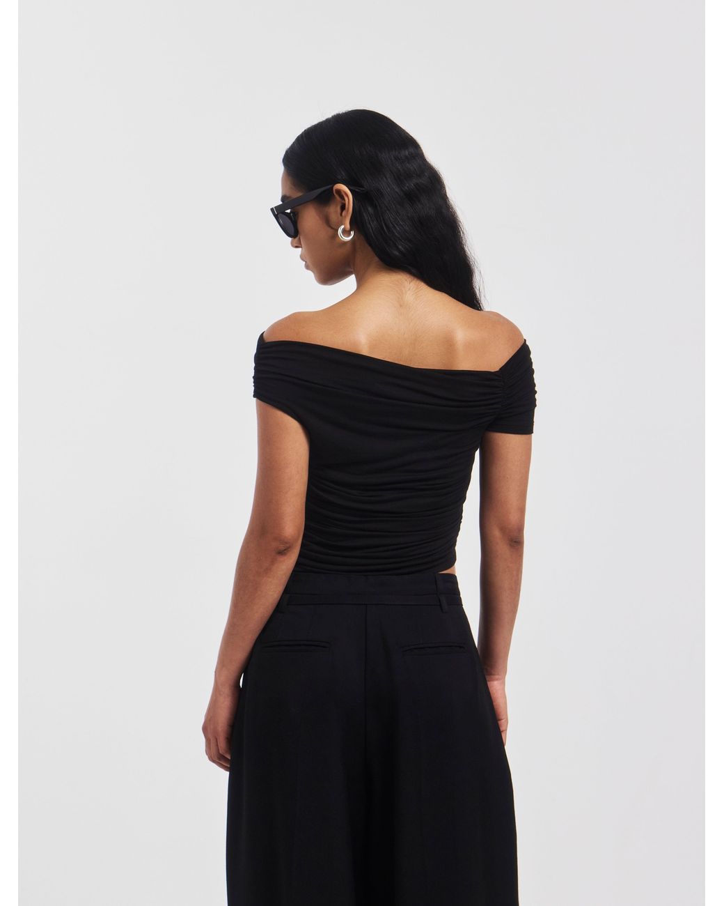 NINETY PERCENT Katie Ruched Top In Black