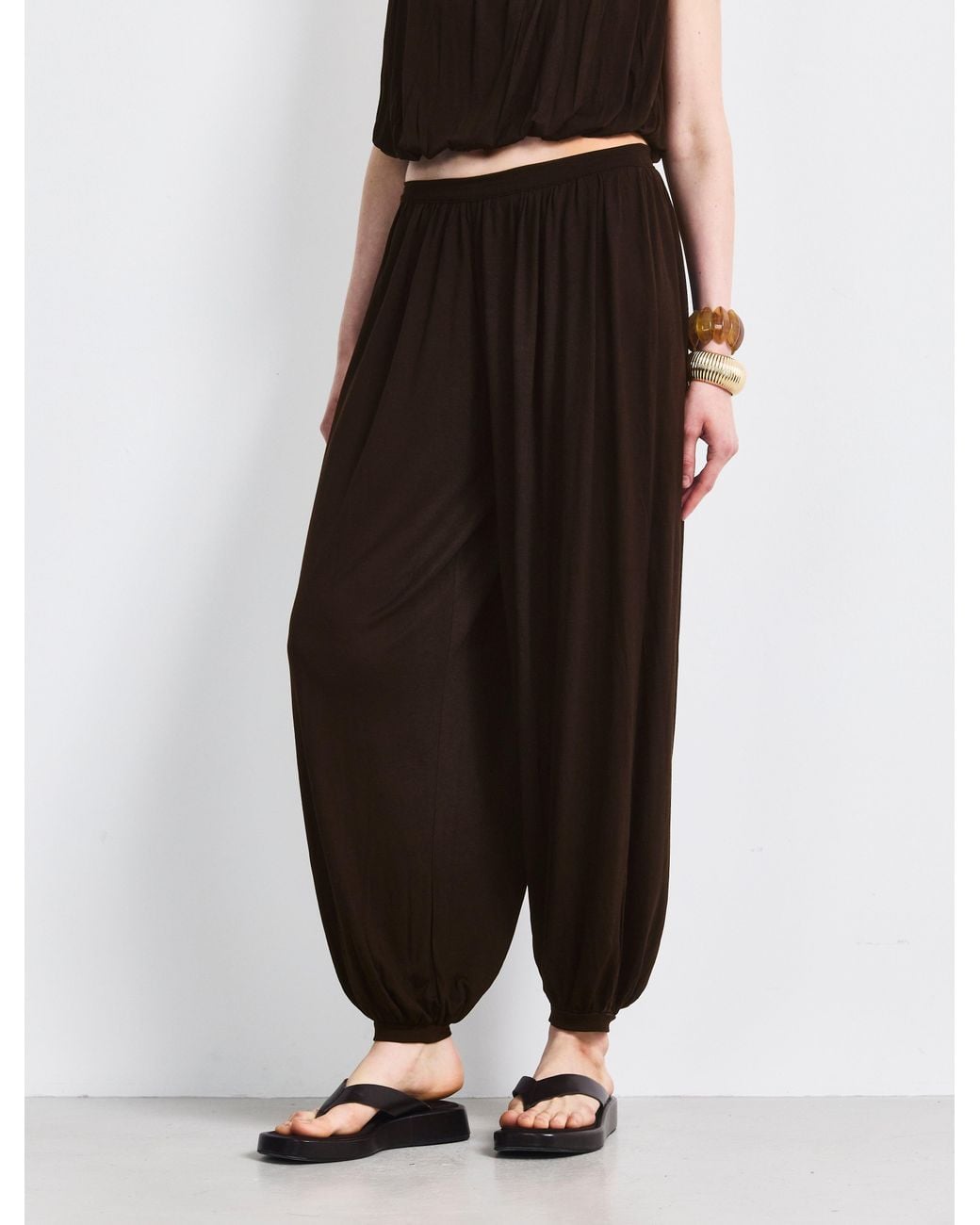 NINETY PERCENT Blue Ina Harem Trouser Jersey In Bitter Chocolate