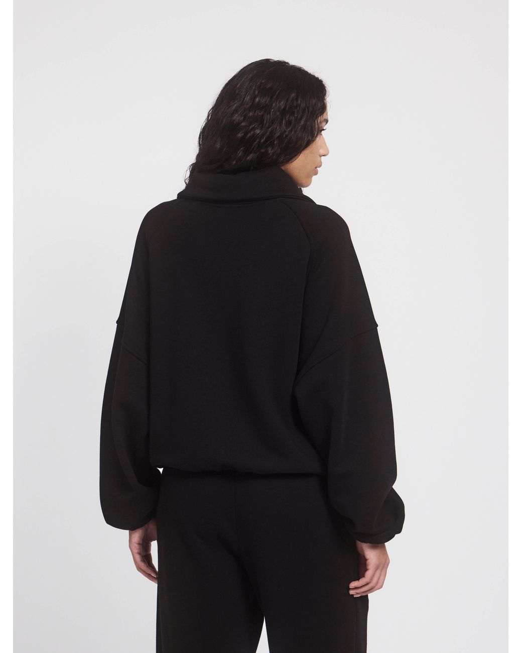 NINETY PERCENT Classic Half Zip Sweatshirt In Black