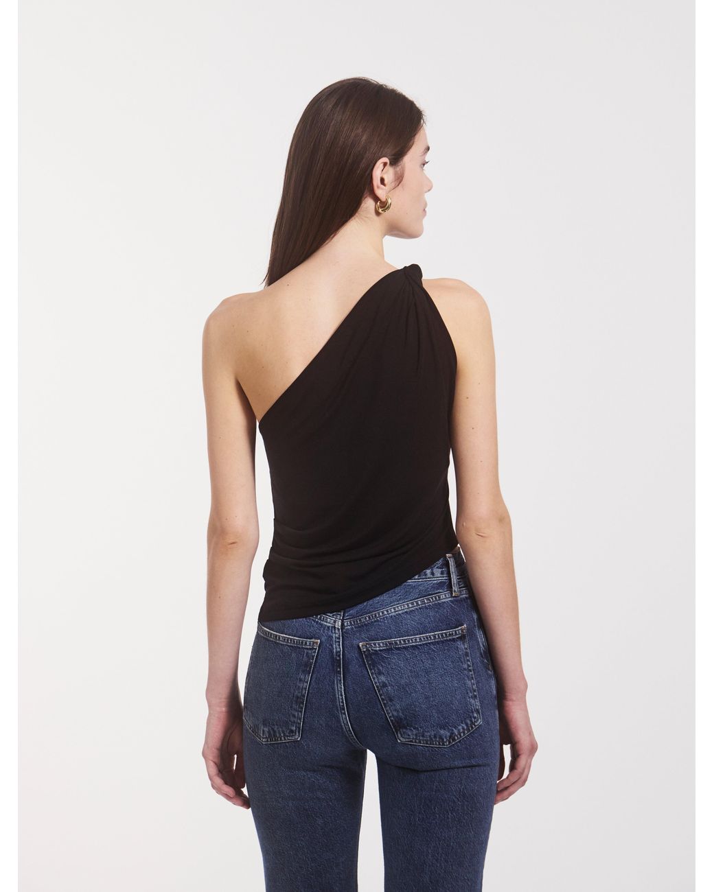 NINETY PERCENT Blue Cava Asymmetric Top In Black