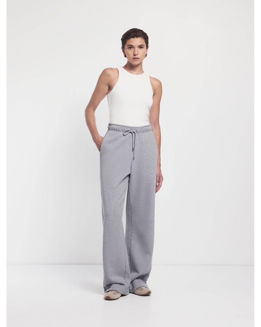 NINETY PERCENT Gray Straight Leg Sweatpant In Grey Marl