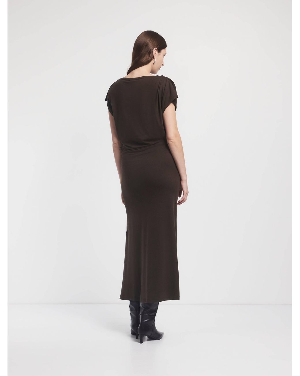 NINETY PERCENT White Gabriel Jersey Dress In Turkish Coffee