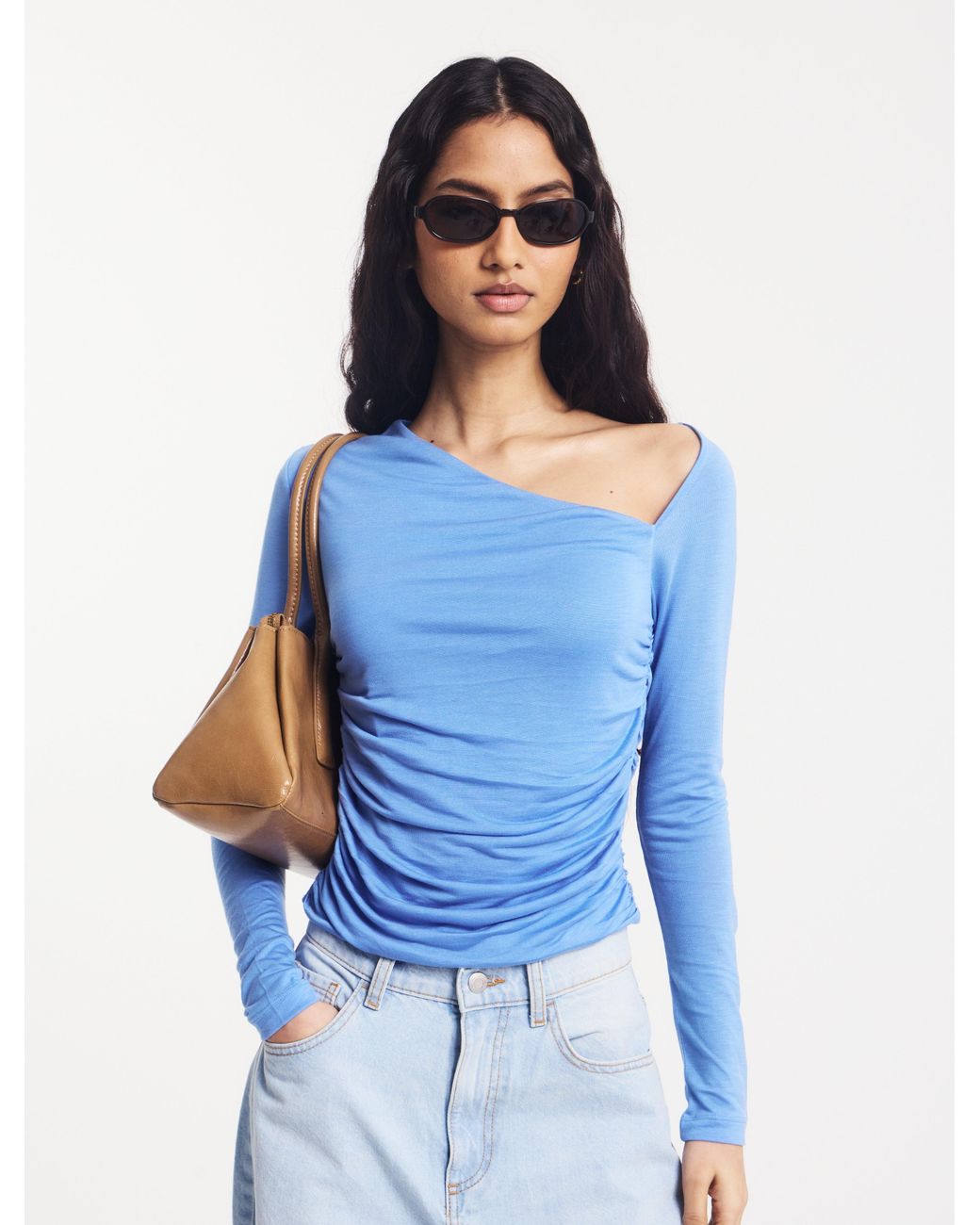 NINETY PERCENT Blue Parker Asymmetrical Top In Cornflower