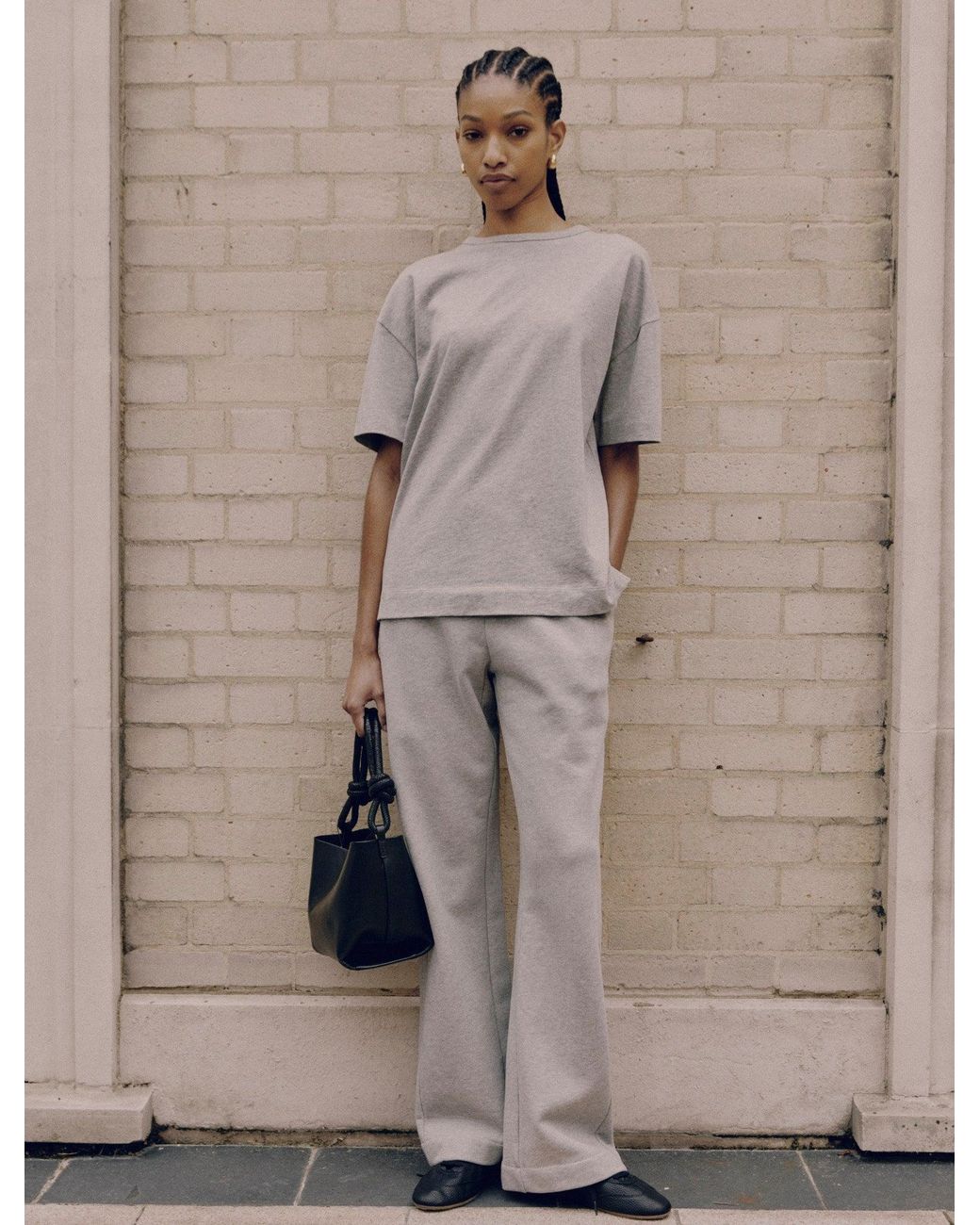 NINETY PERCENT Gray Straight Leg Sweatpant In Grey Marl