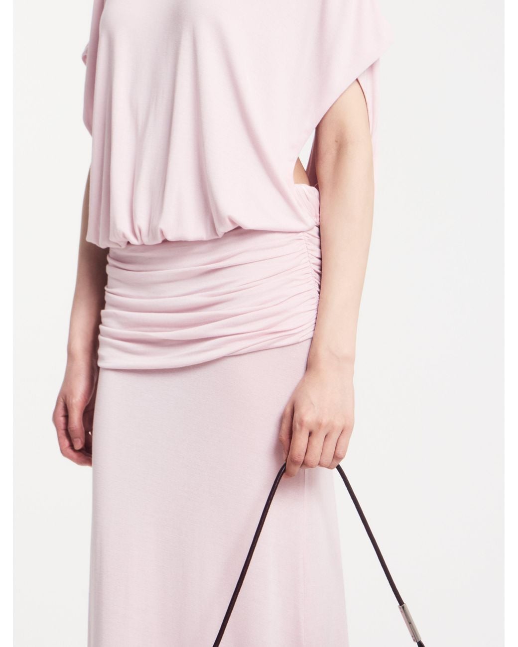 NINETY PERCENT Ramona Blouson Maxi Dress With Full Hem In Dusk Pink