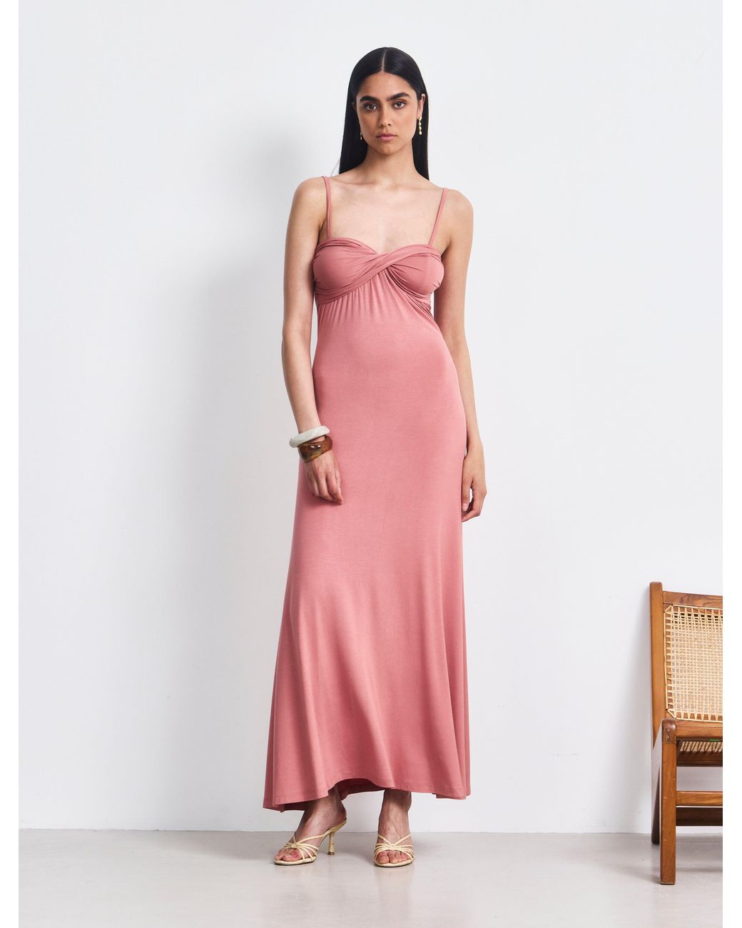 NINETY PERCENT Brown Kenzel Dress In Melon
