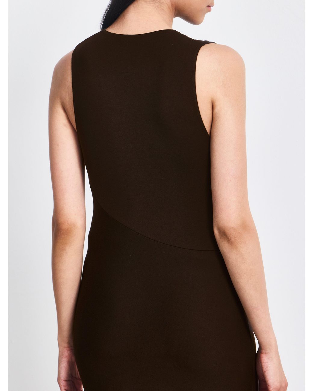 NINETY PERCENT Multicolor Clarke Cowl Neck Back Mini With Cross Over Hem In Bitter Chocolate