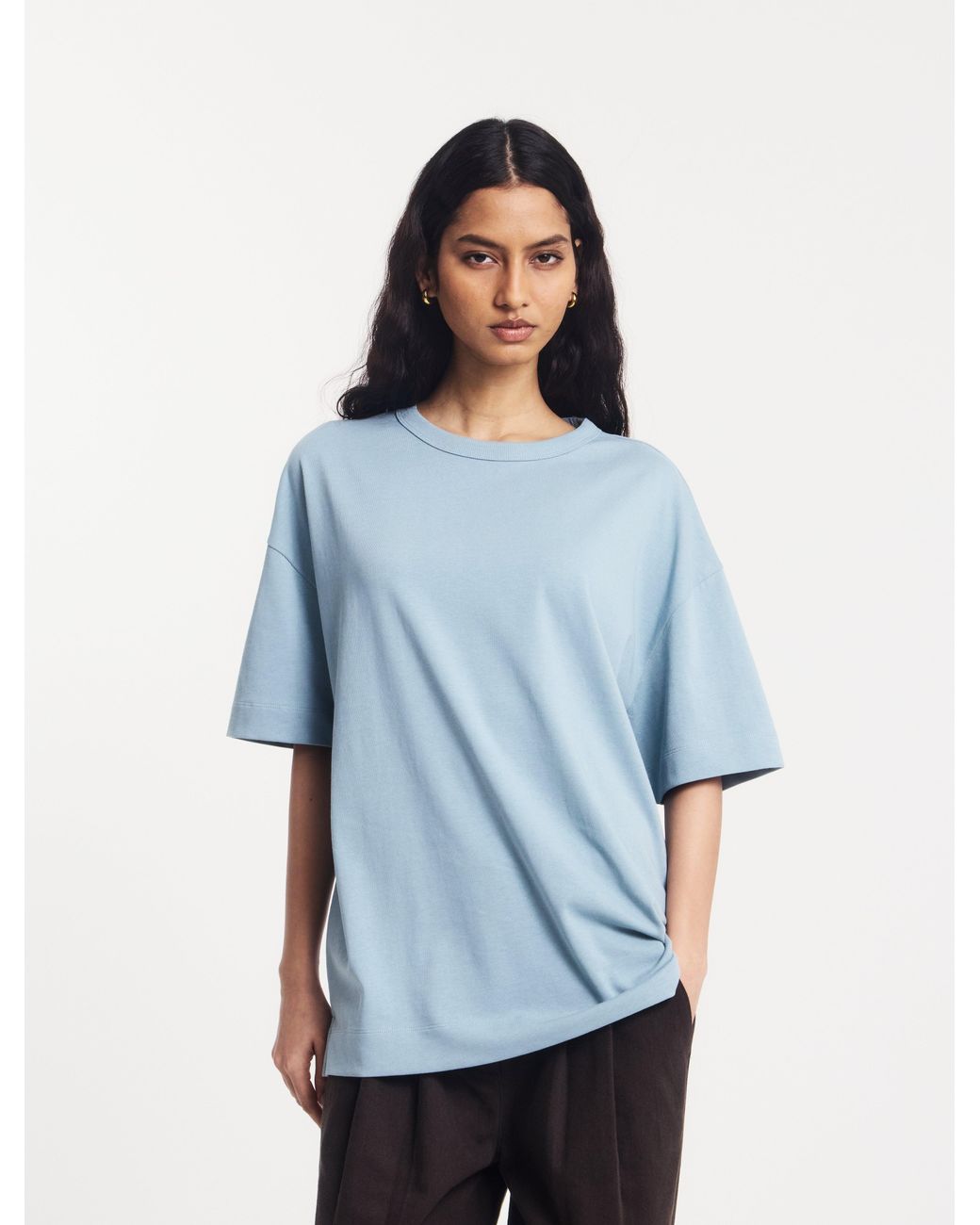 NINETY PERCENT Classic Cotton Oversized T-shirt In Powder Blue