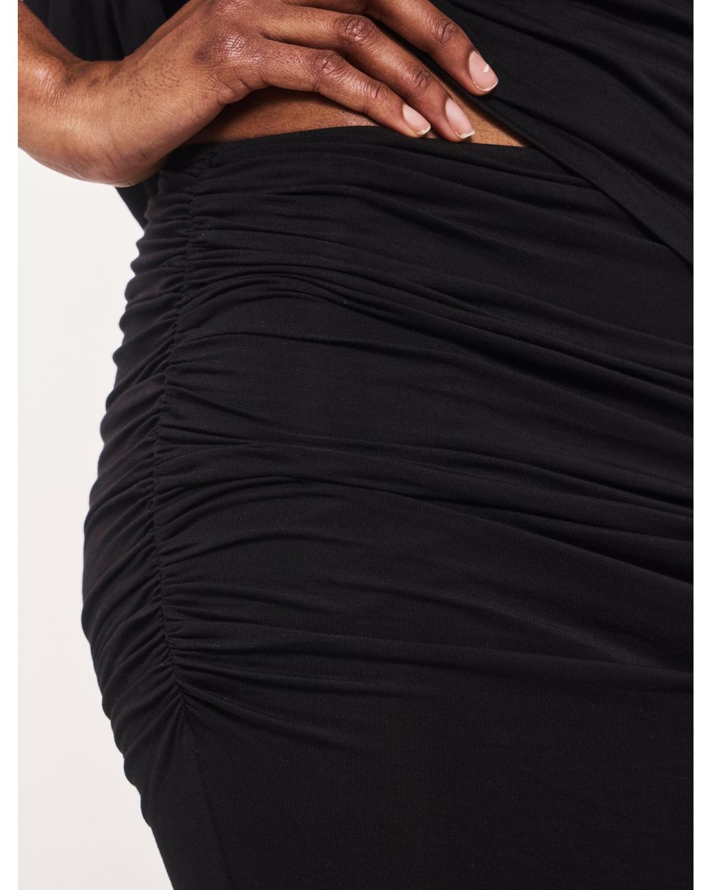 NINETY PERCENT Blue Leah Ruched Maxi Skirt In Black