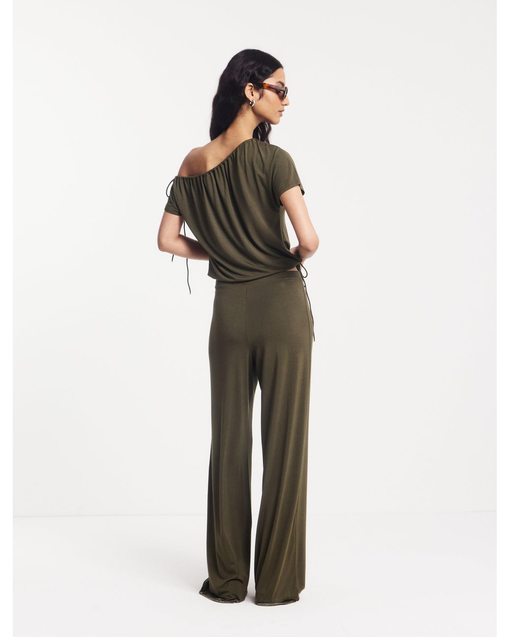 NINETY PERCENT Marlowe Draw Cord Tee In Leaf Green