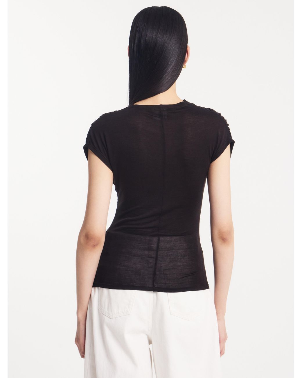 NINETY PERCENT Blue Indie Wrap Top In Bitter Chocolate