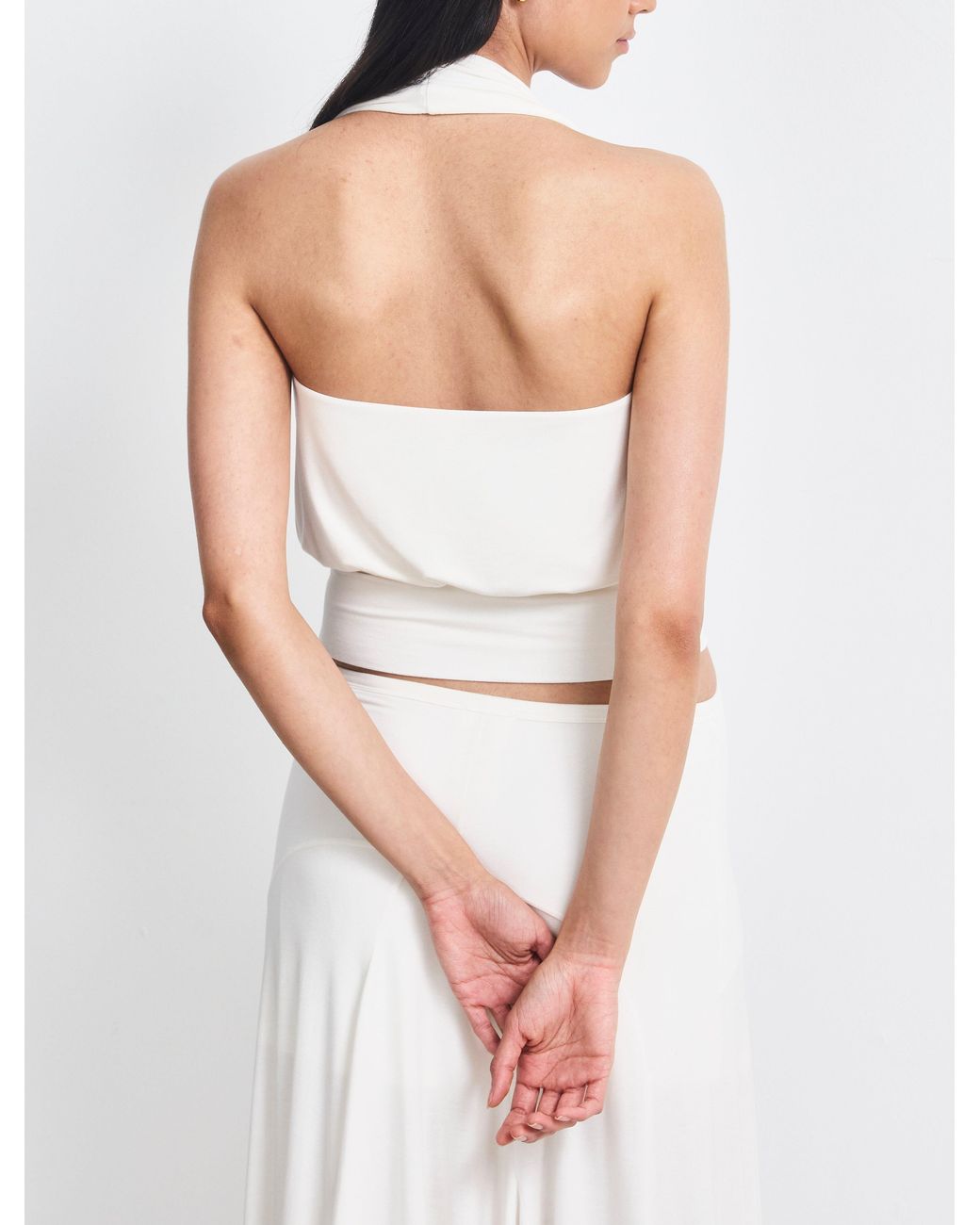 NINETY PERCENT White Lenny Wrap Front Halter In Chalk