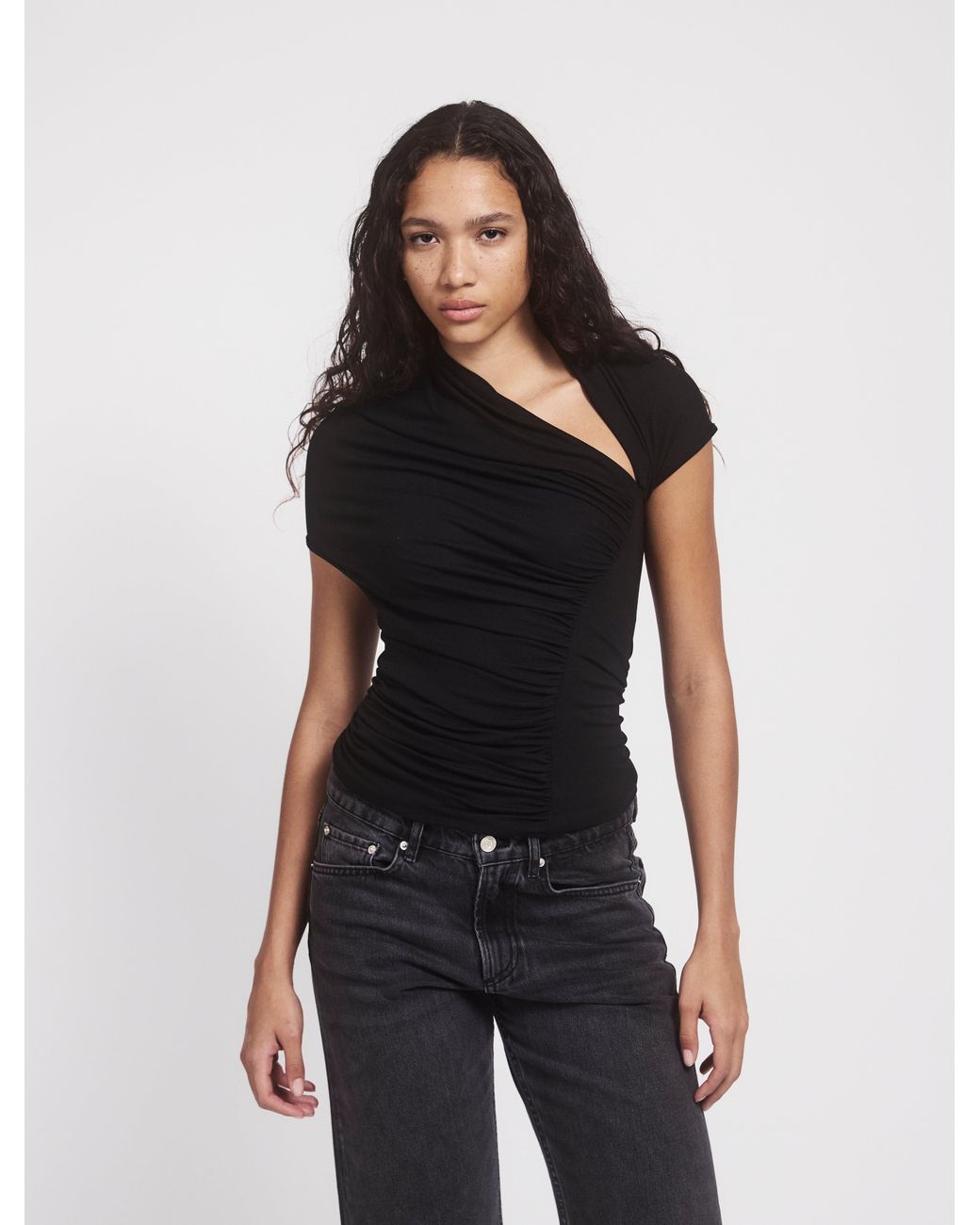 NINETY PERCENT Scarab Micromodal Cut Out Top In Black