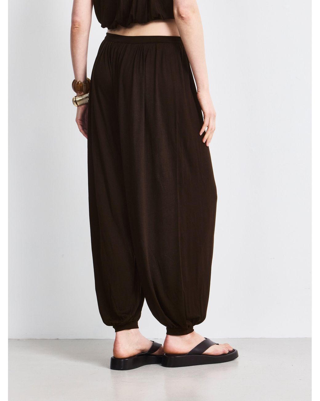 NINETY PERCENT Blue Ina Harem Trouser Jersey In Bitter Chocolate