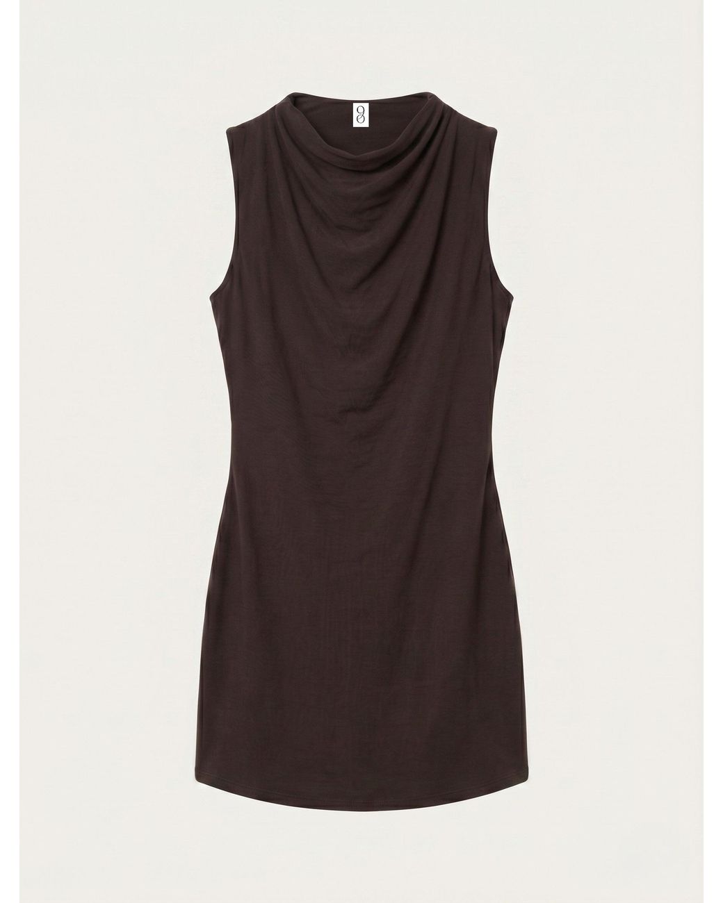NINETY PERCENT Multicolor Clarke Cowl Neck Back Mini With Cross Over Hem In Bitter Chocolate