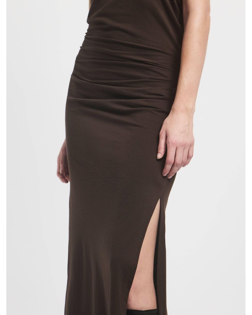 NINETY PERCENT White Gabriel Jersey Dress In Turkish Coffee