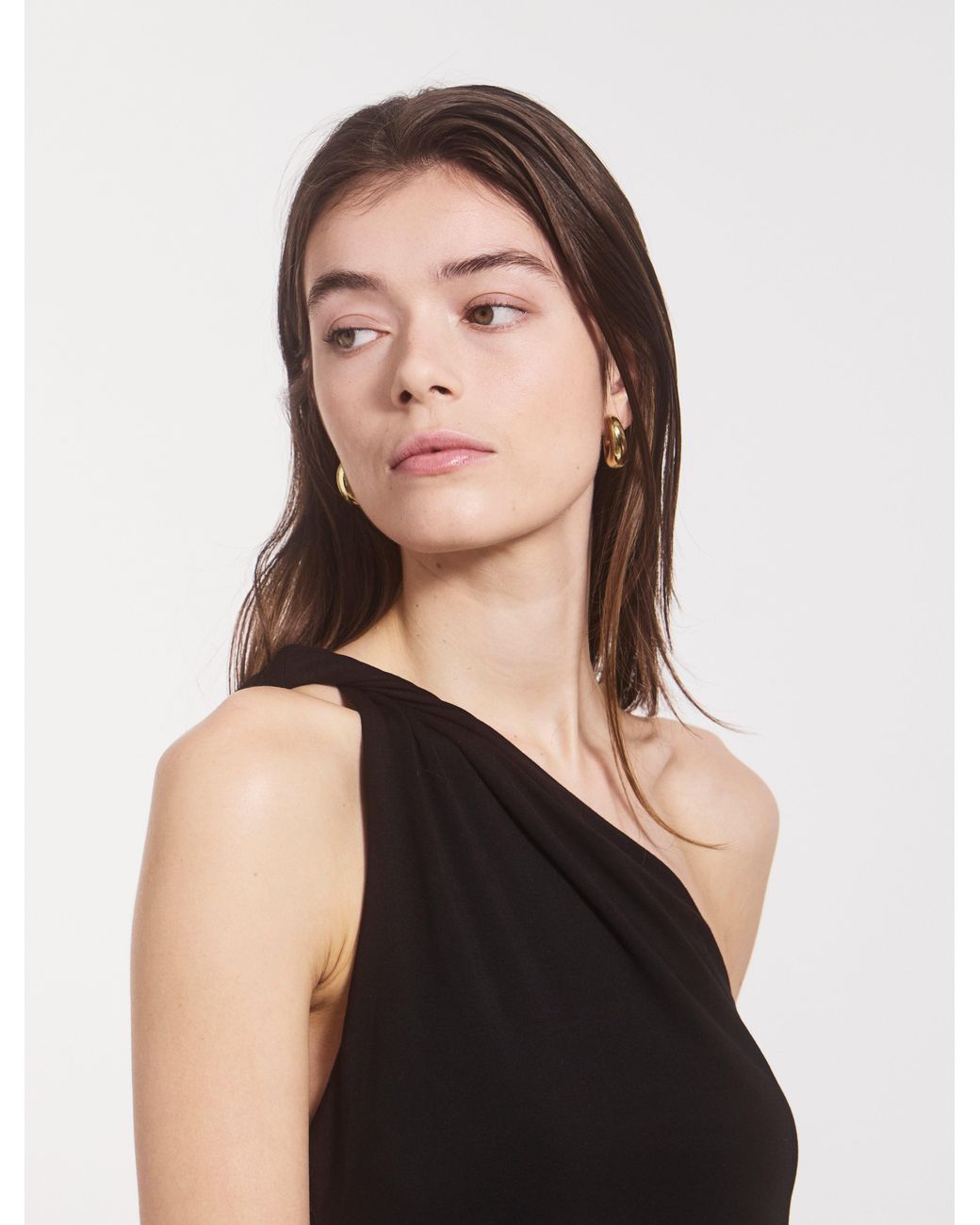 NINETY PERCENT Blue Cava Asymmetric Top In Black