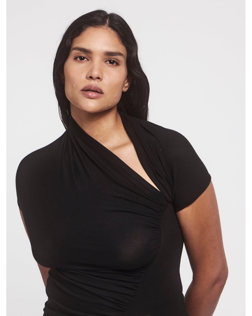 NINETY PERCENT Scarab Micromodal Cut Out Top In Black
