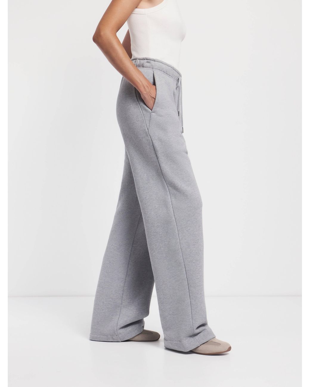 NINETY PERCENT Gray Straight Leg Sweatpant In Grey Marl