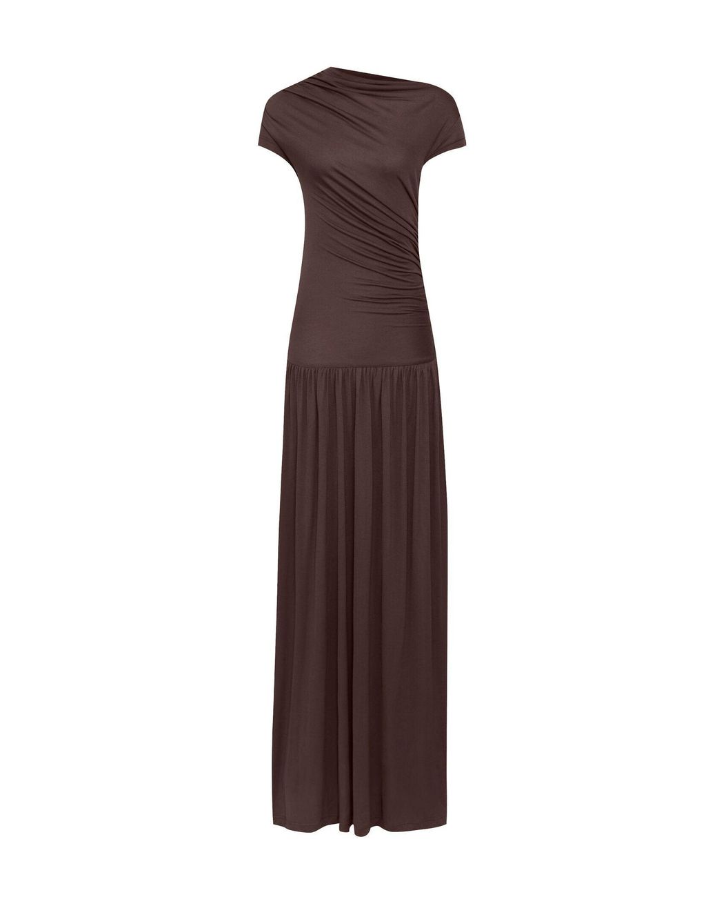 NINETY PERCENT Natural Priam Draped Dress In Bracken