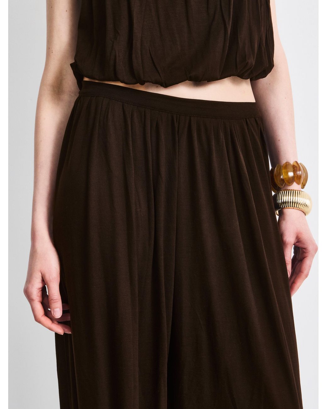 NINETY PERCENT Blue Ina Harem Trouser Jersey In Bitter Chocolate
