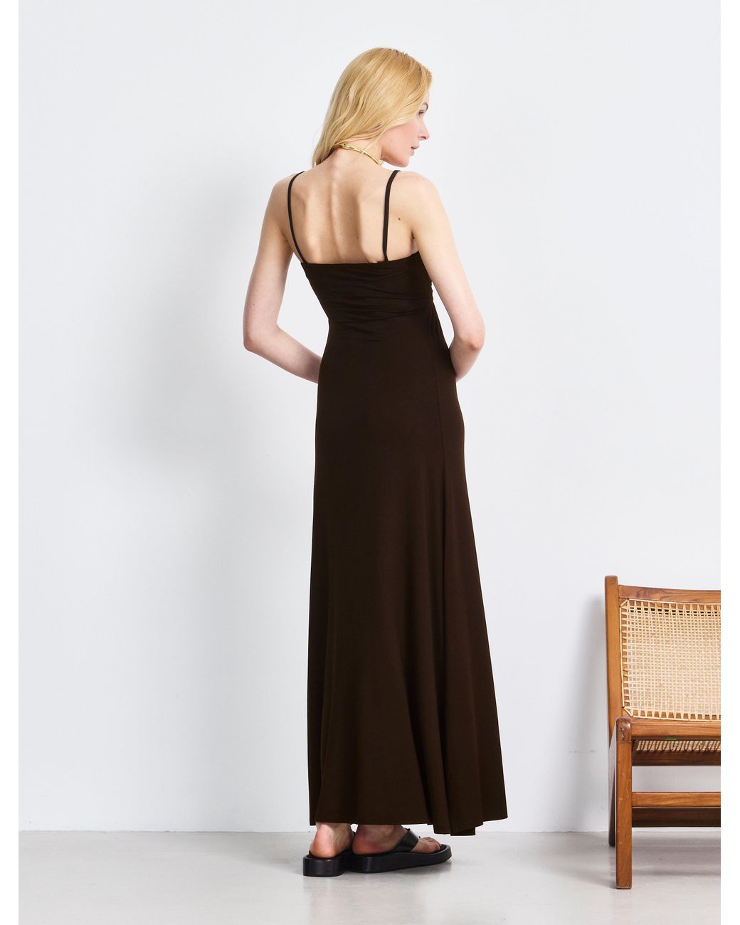 NINETY PERCENT Natural Kenzel Dress In Bitter Chocolate