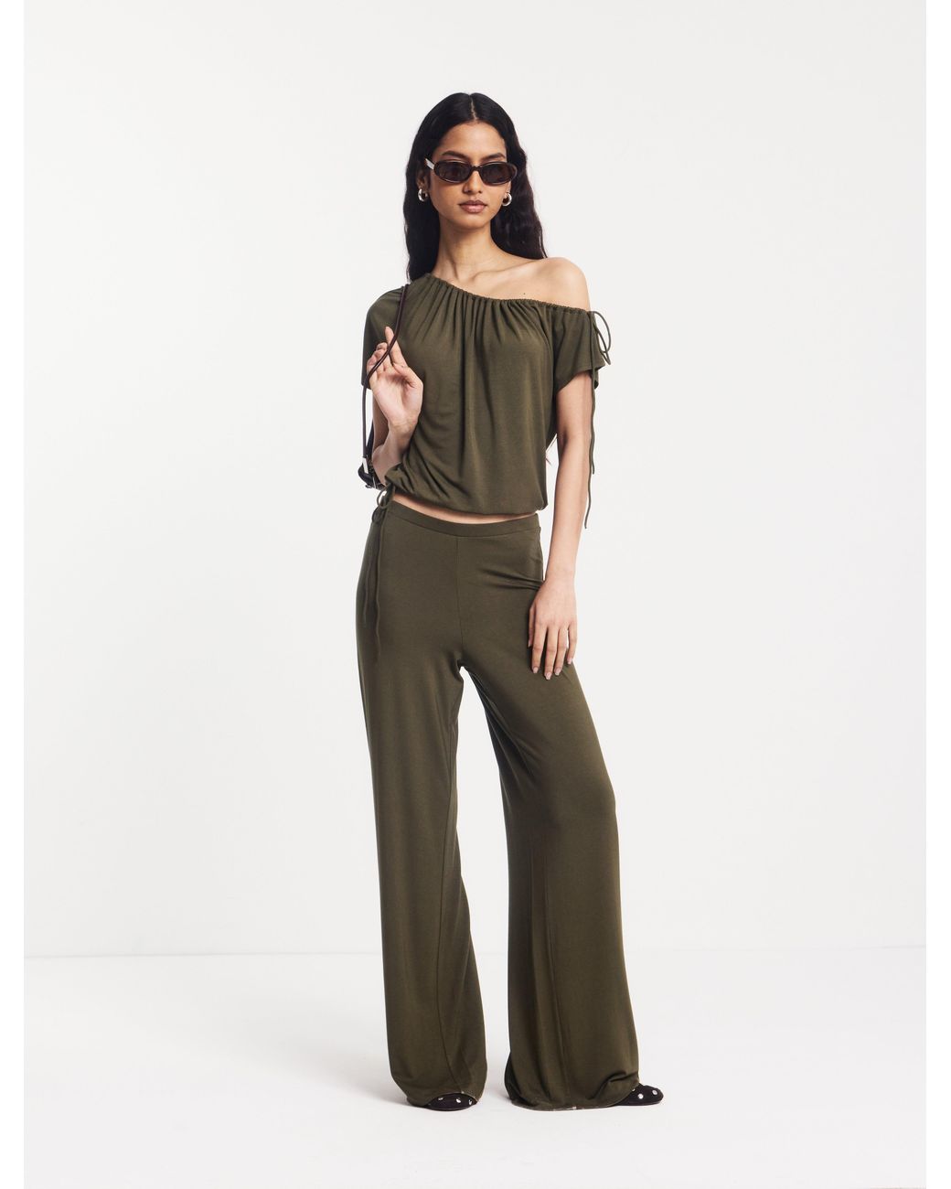 NINETY PERCENT Marlowe Draw Cord Tee In Leaf Green
