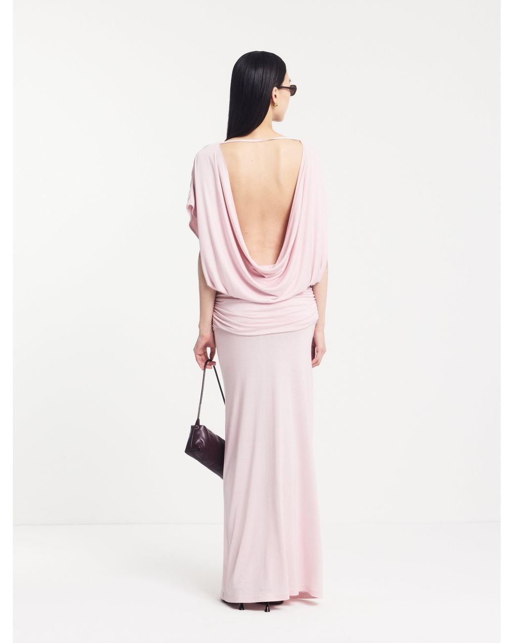 NINETY PERCENT Ramona Blouson Maxi Dress With Full Hem In Dusk Pink